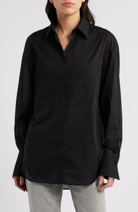 Bekani Sparkle Eyelet Bib Tuxedo Shirt