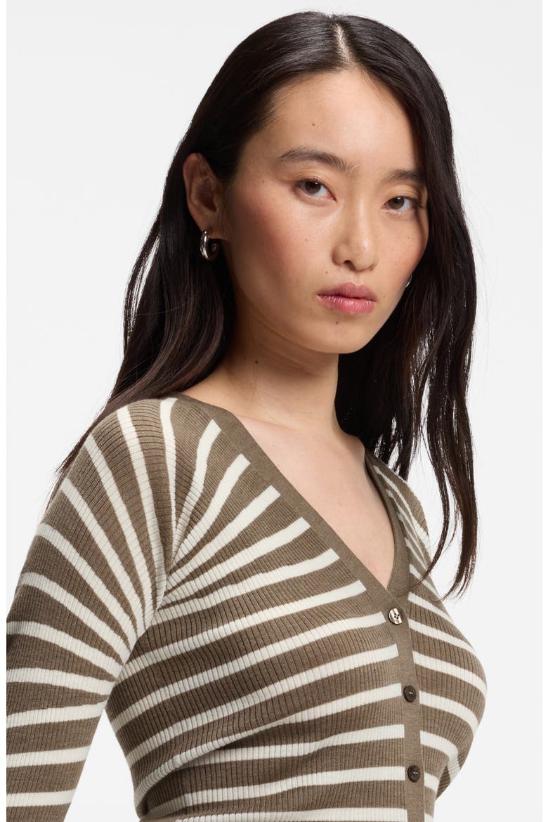 Fayani Striped Wool Cardigan, Alternate, color, WALNUT STRIPE