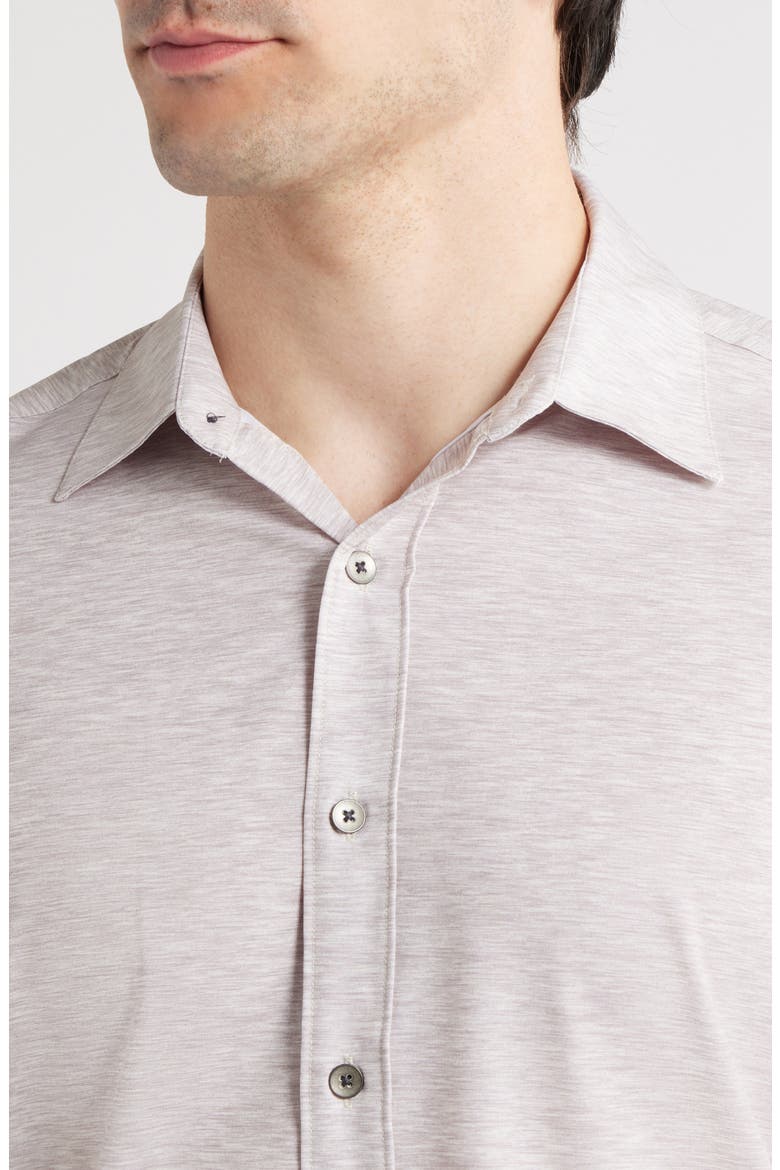 Trim Fit Mélange Performance Button-Up Shirt, Alternate, color, GREY