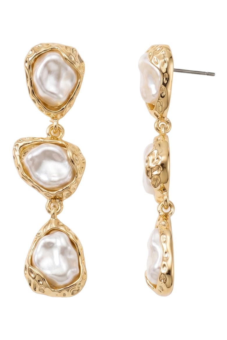 Aiza Organic Pearl Drop Earrings, Alternate, color, Gold