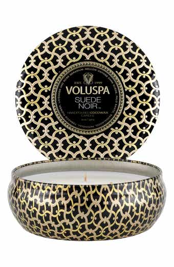 Voluspa Suede Noir 3-Wick Tin Candle