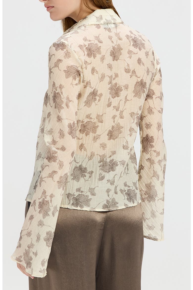 Perach Sheer Floral Shirt, Alternate, color, Yellow Floral Print