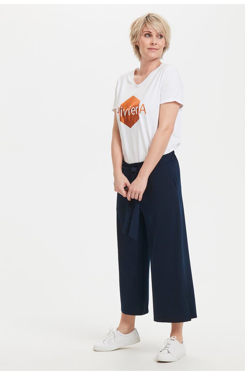 Kaffe Malli Casual Cropped High Waist Trousers, Alternate, color, Midnight Marine