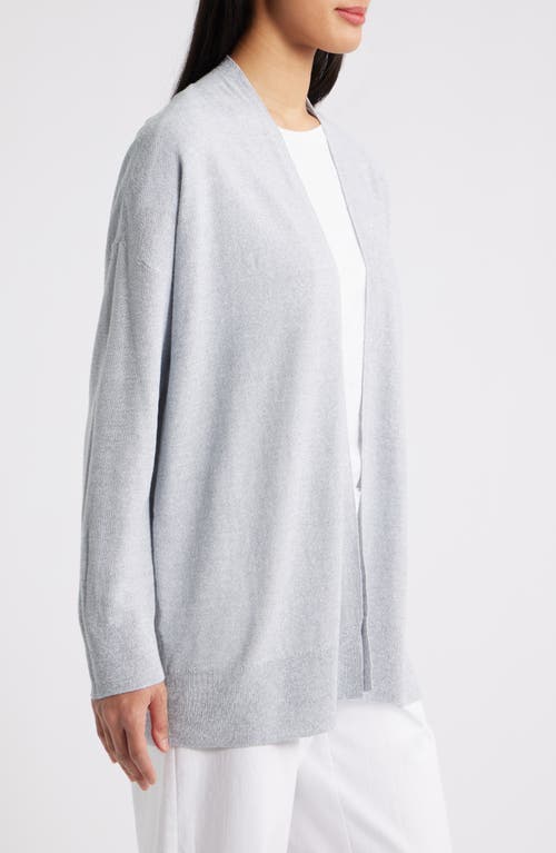 Eileen Fisher Organic Linen Blend Open Front Cardigan In Fog