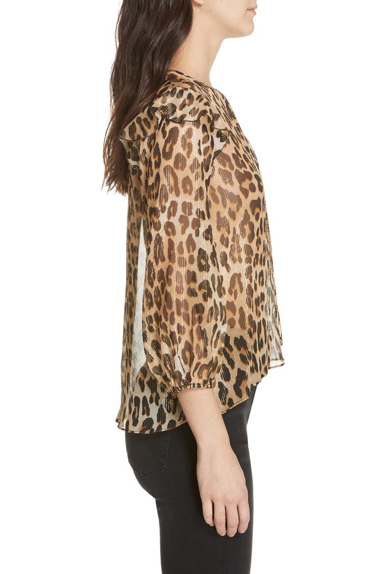 Sissy Metallic Leopard Print Silk Blend Top, Alternate, color, SPOTTED LEOPARD MULTI