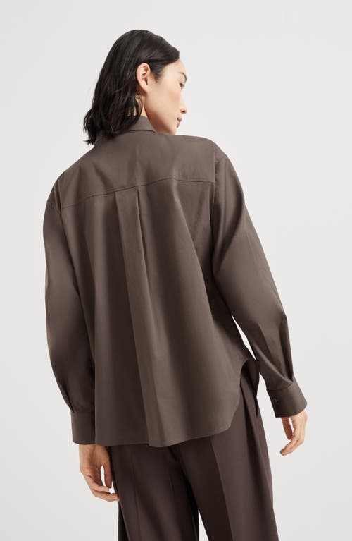 Brunello Cucinelli Stretch-cotton Poplin Shirt In Brown