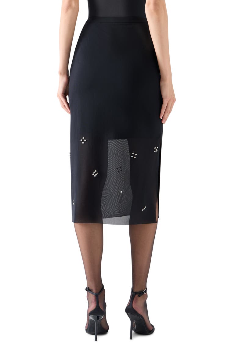 Diamond Dice Mesh Pencil Skirt, Alternate, color, BLACK