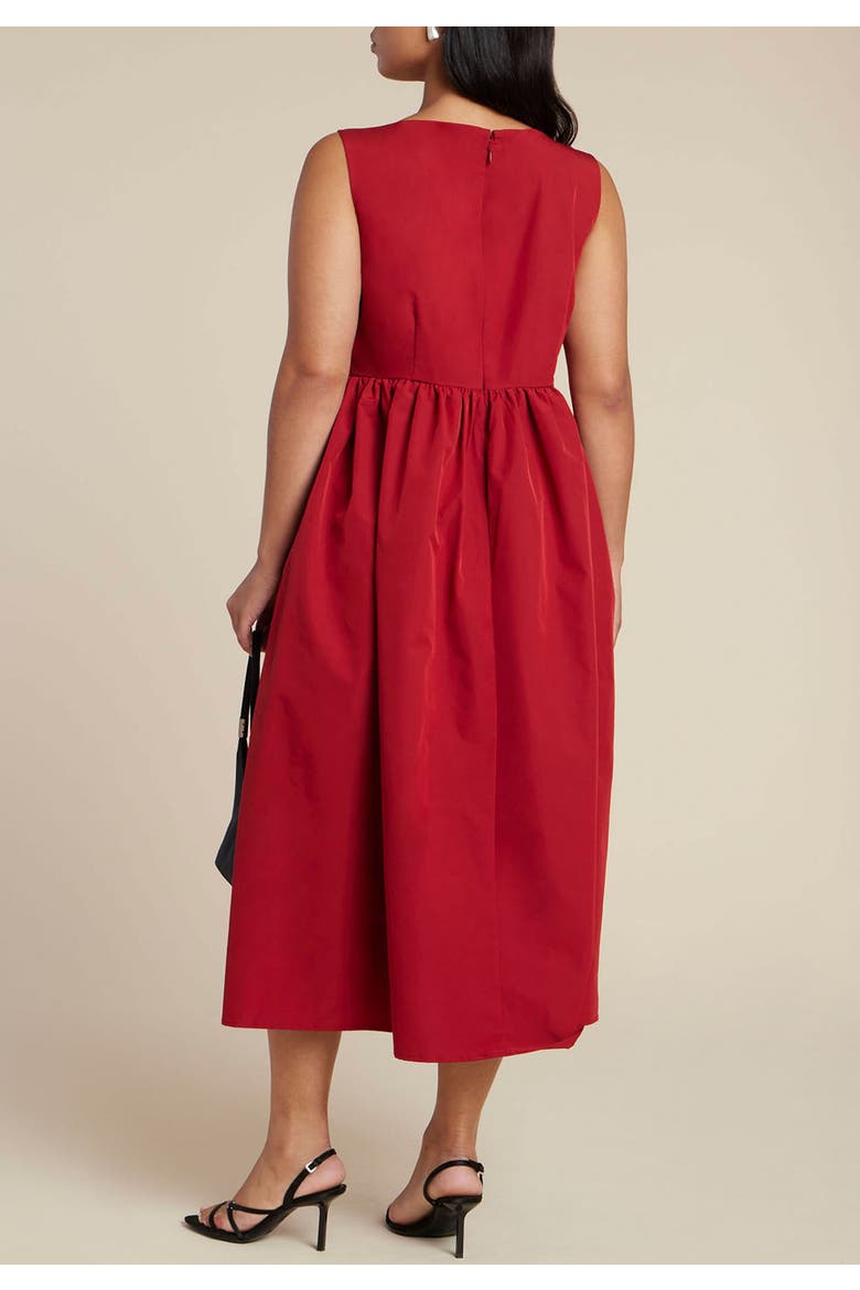 Boat Neck Flare Midi Dress, Alternate, color, RED DAHLIA