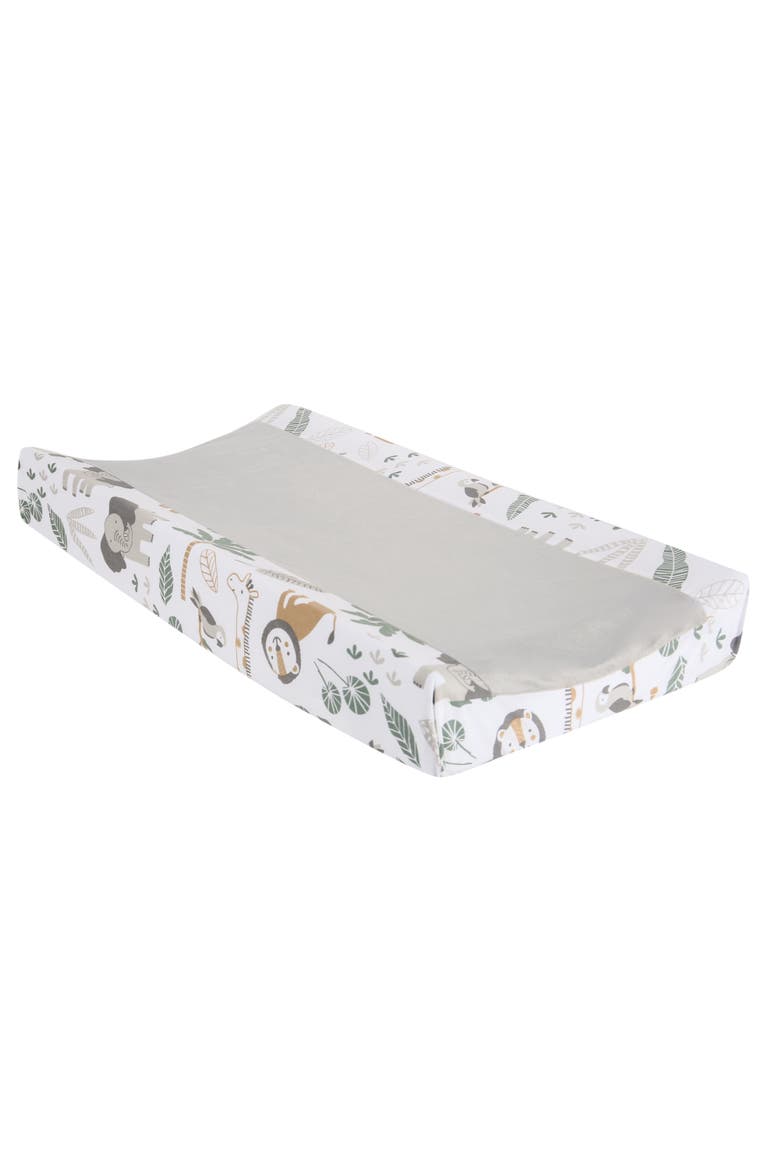 Jungle Friends Soft, Warm & Cozy Safari Changing Pad Cover, Main, color, Gray