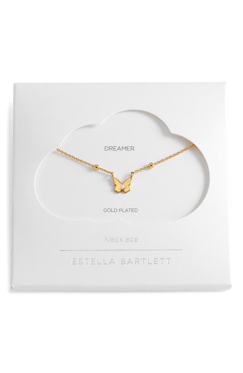 Estella Bartlett Butterfly Pendant Necklace, Alternate, color, Gold