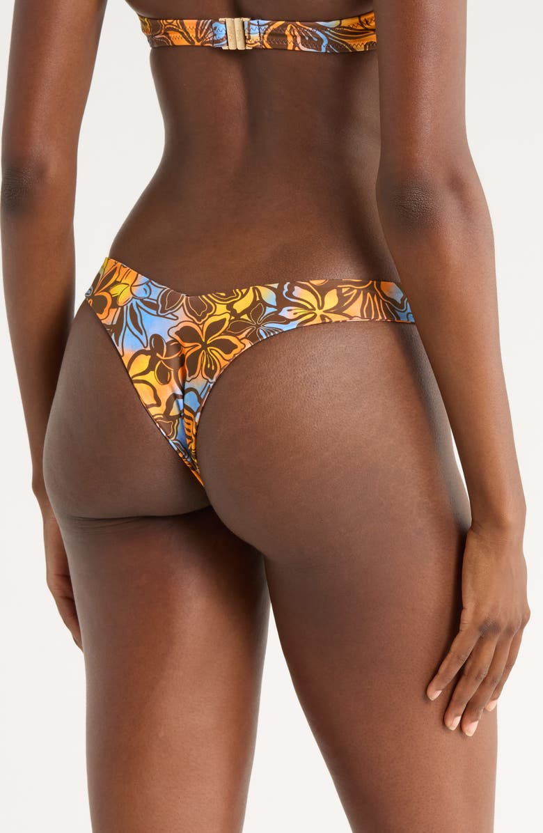 Kulani Kinis Y-Cut Thong Bikini Bottoms, Alternate, color, Frangipani Fizz