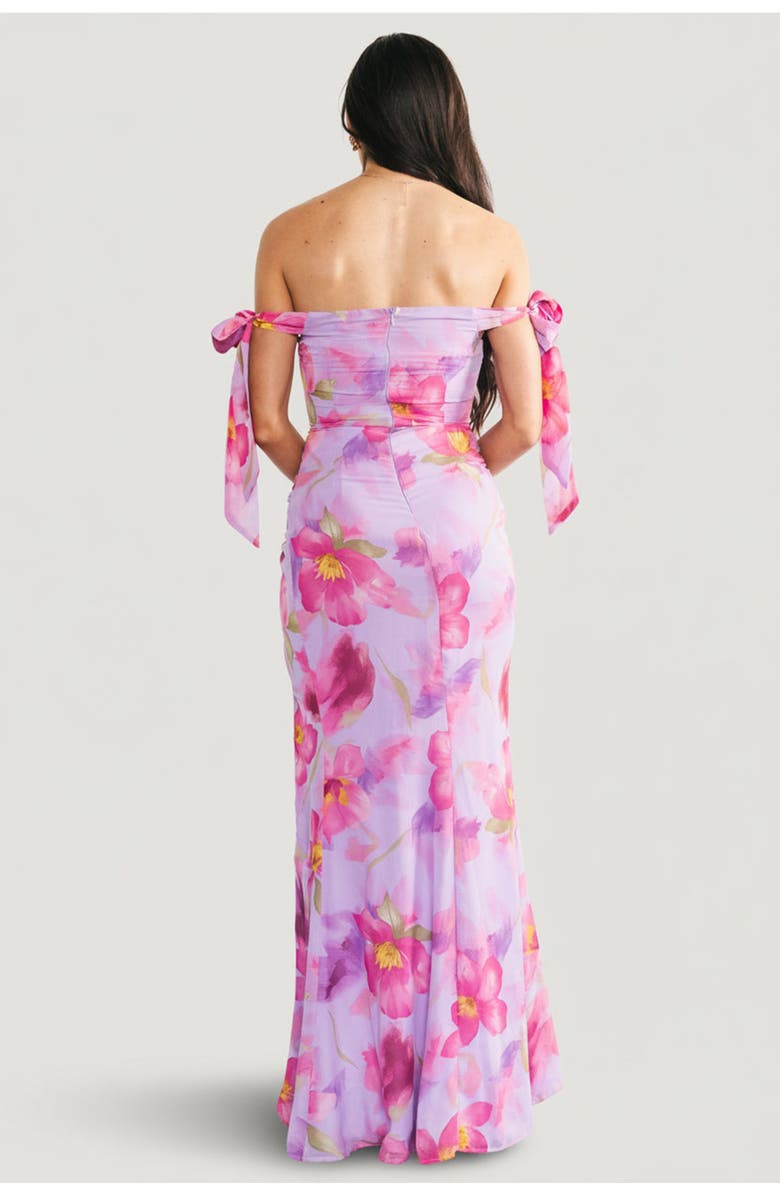 Baltic Børn Allegra Off Shoulder Maxi Dress, Alternate, color, Lavender Floral