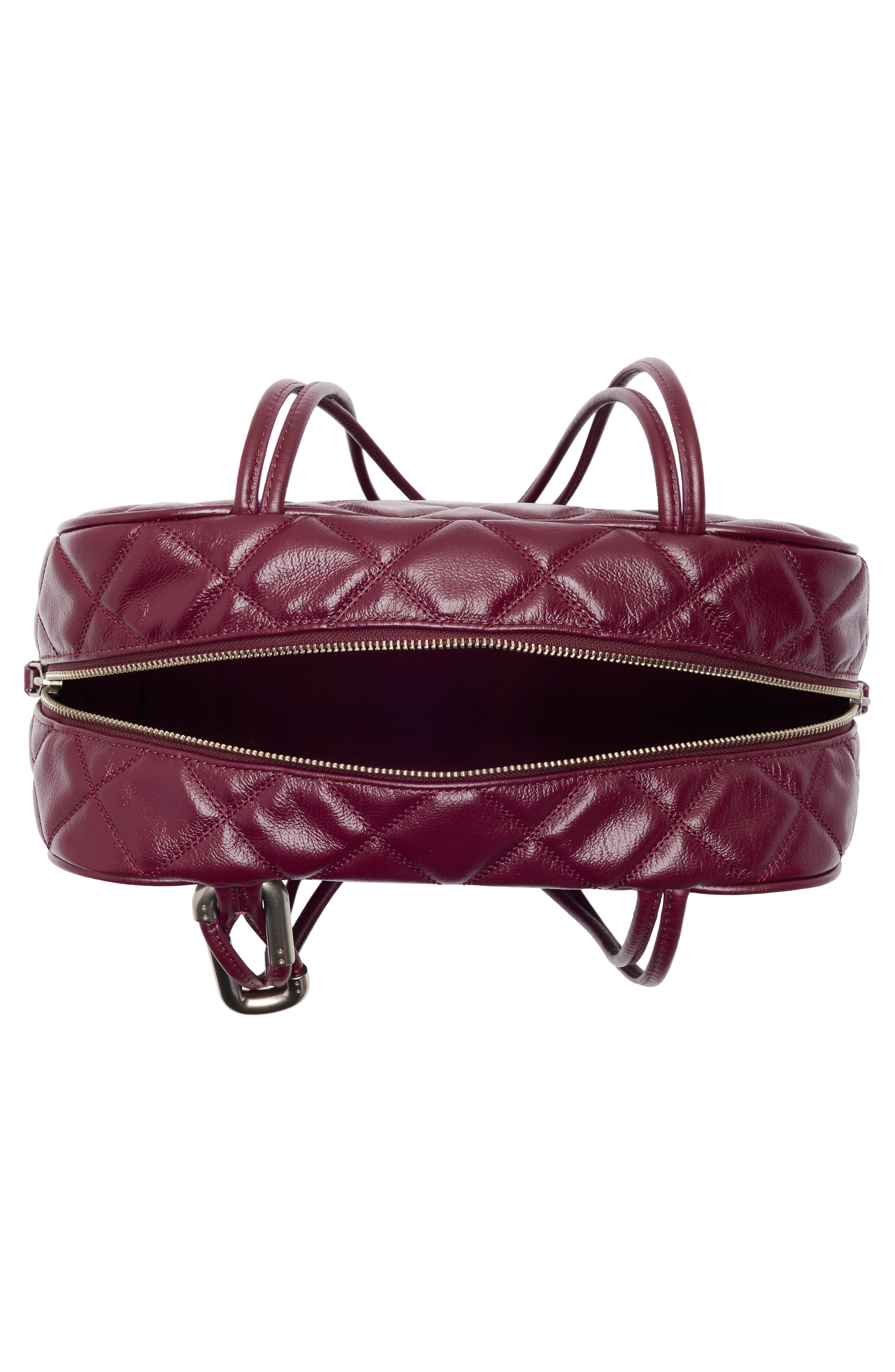 Dual Strap Diamond Quilt Leather Shoulder Bag, Alternate, color, DARK PLUM