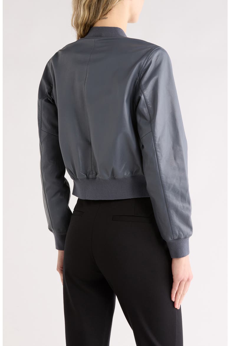 Riley Leather Bomber Jacket, Alternate, color, TURBULENCE GREY