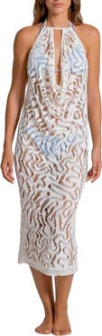 Cosita Linda Halter Open Stitch Cover-Up Minidress