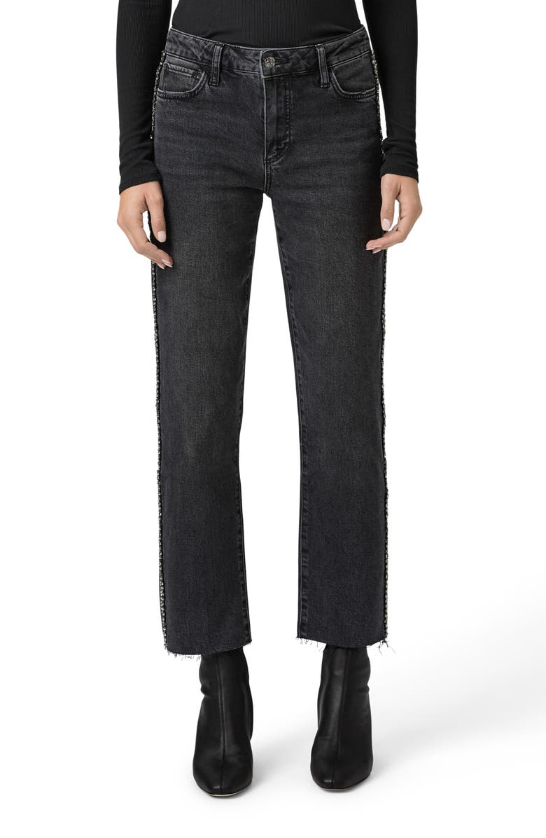 PAIGE Mason Rhinestone Ankle Straight Leg Jeans, Main, color, Glitz Black Embellished