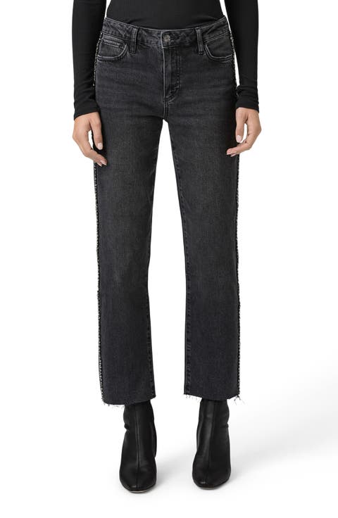 Mason Rhinestone Ankle Straight Leg Jeans (Glitz Black Embellished)