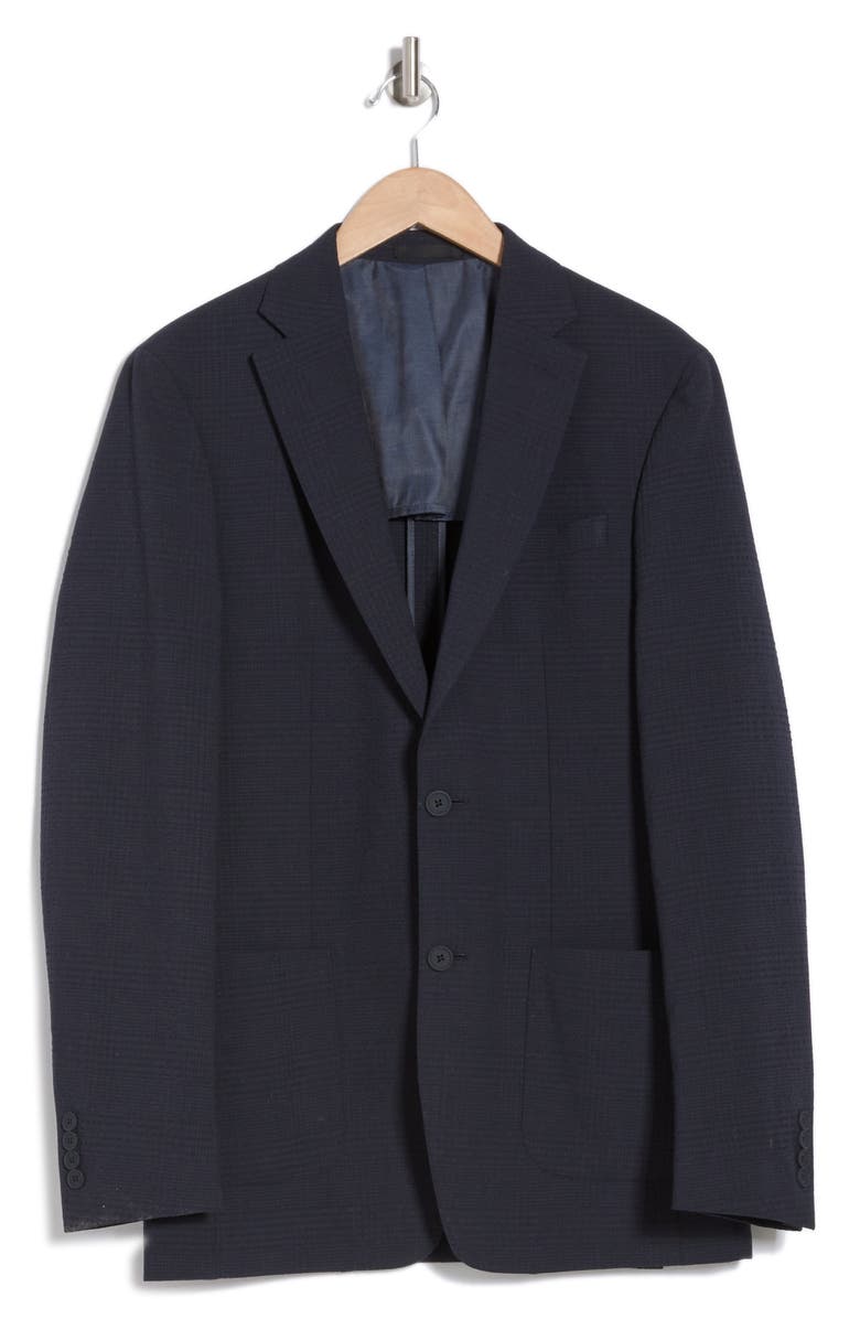 Calvin Klein Seersucker Plaid Sport Coat, Alternate, color, Navy