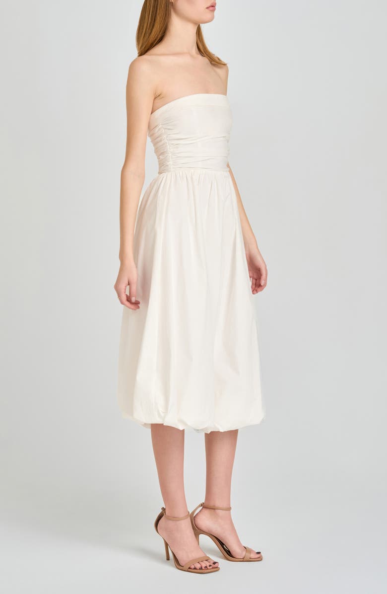 WAYF Katherine Bubble Hem Stretch Cotton Midi Dress, Alternate, color, Ivory