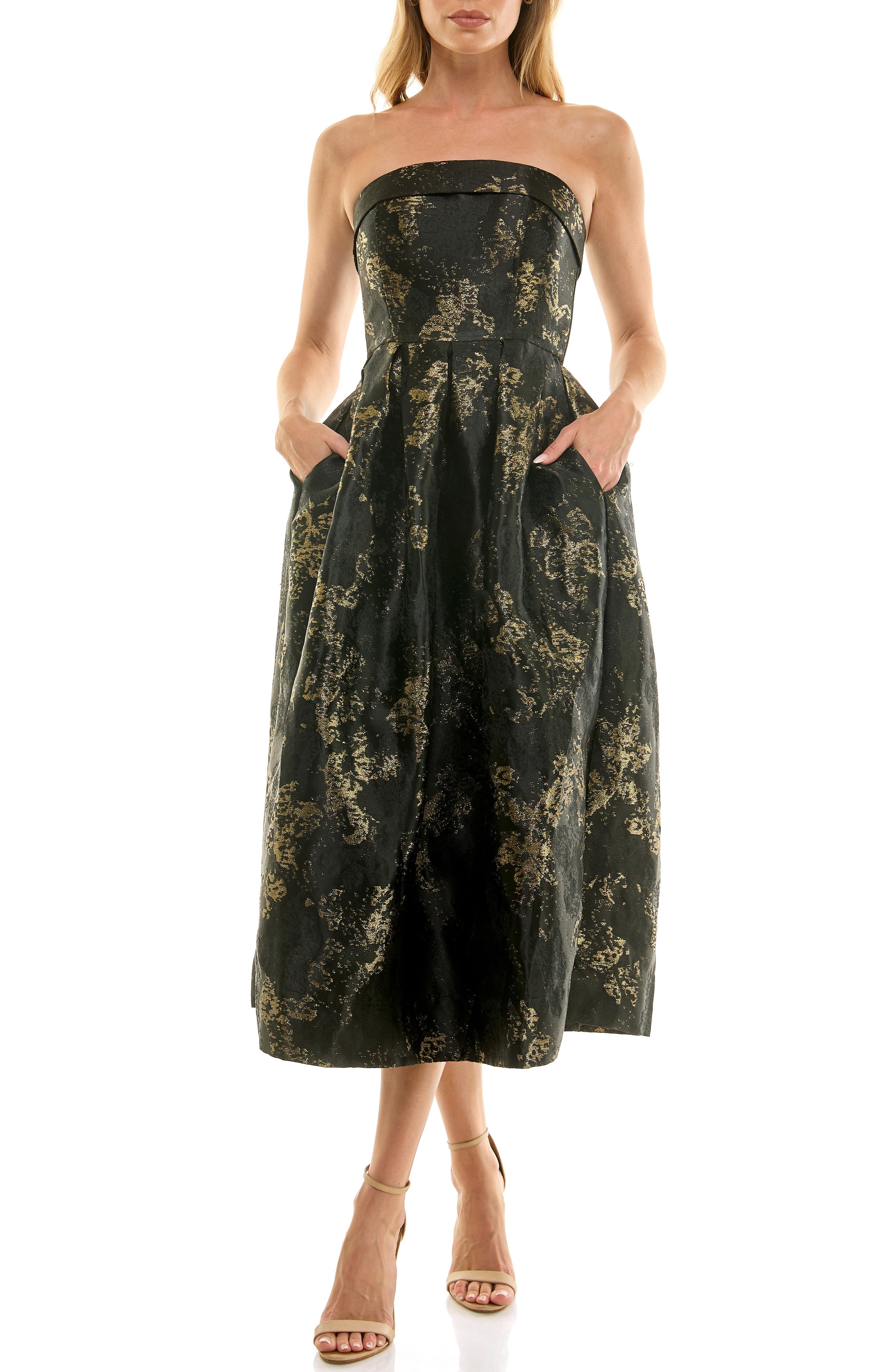 Metallic Strapless Gown