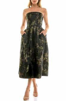 Socialite Metallic Strapless Gown