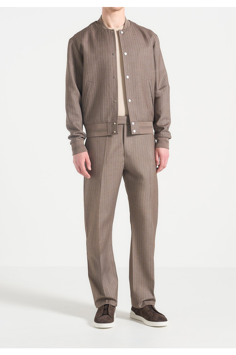 Joseph Pinstripe Regular Trousers, Main, color, Taupe