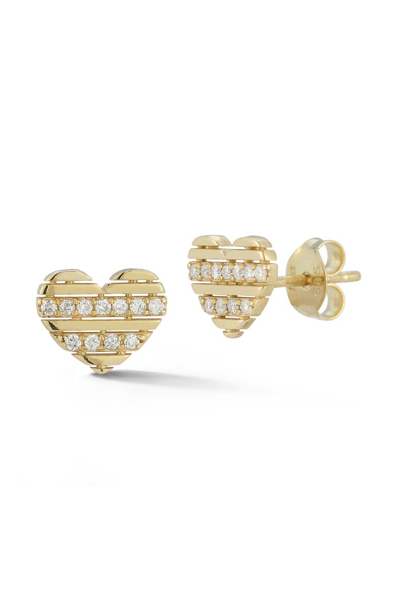 Ember Fine Jewelry 14K Yellow Gold Diamond Heart Stud Earrings - 0.13ct., Main, color, Gold