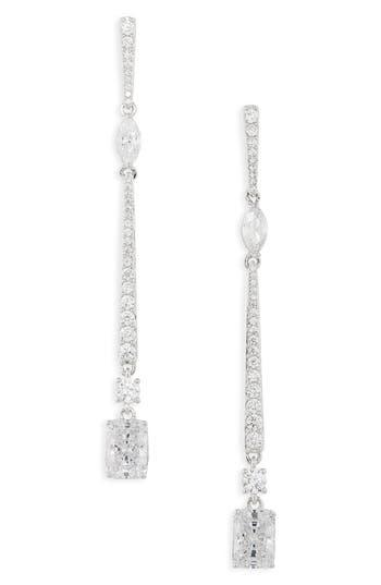 Nadri Rae Cubic Zirconia Linear Drop Earrings In Silver