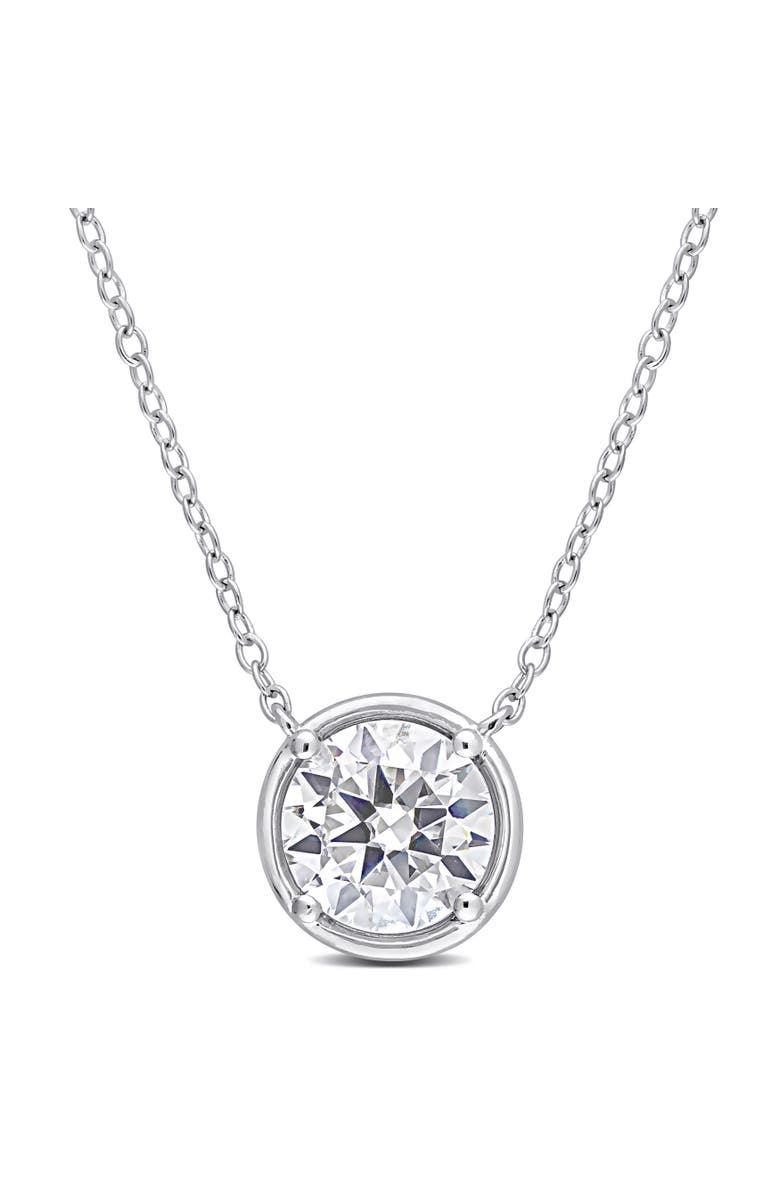 Julianna B. Moissanite Halo Circle Necklace, Main, color, Sterling Silver