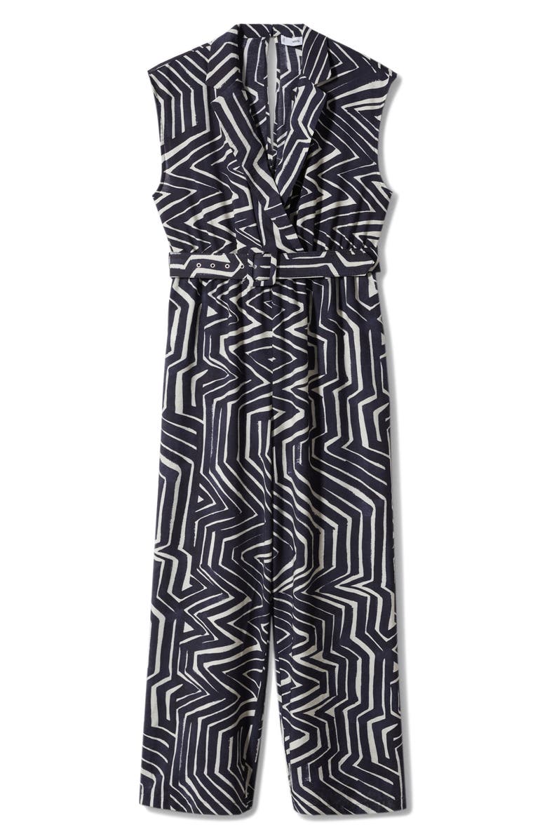 MANGO Belted Geometric Print Jumpsuit, Alternate, color,