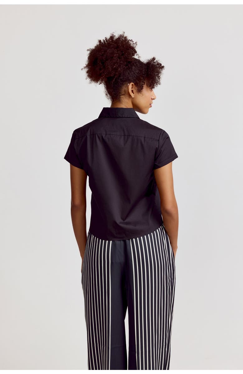 The Shirt by Rochelle Behrens The Boxy Cropped Short Sleeve Shirt, Alternate, color, Black