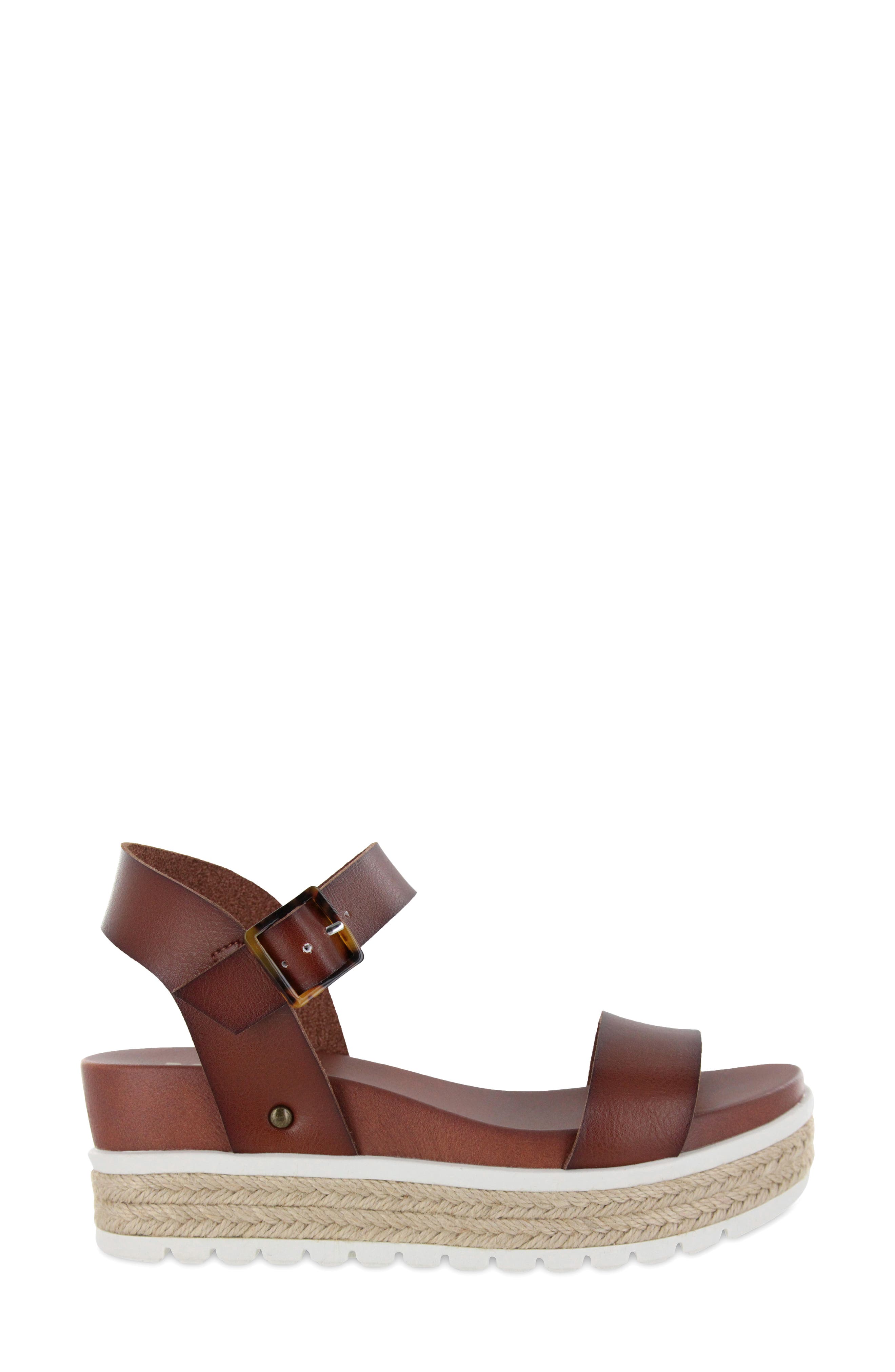 Kiera Espadrille Platform Sandal, Alternate, color, COGNAC