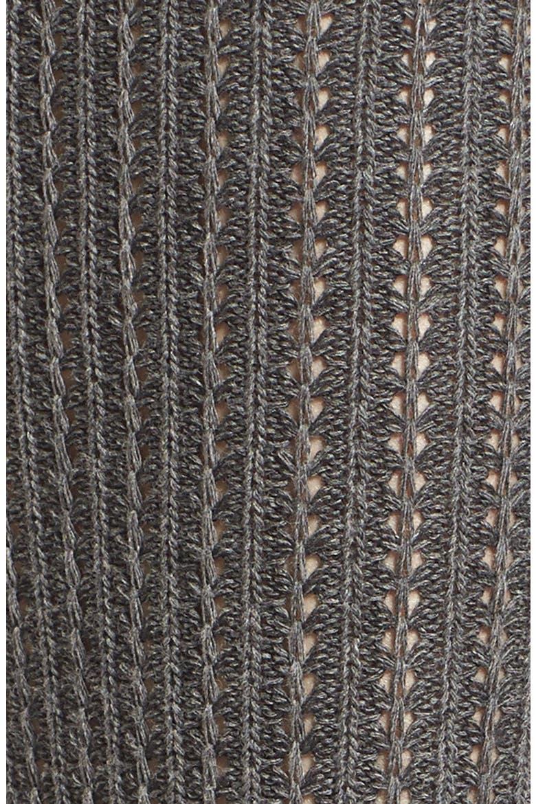 Pointelle Detail Ruffle Knee High Socks, Alternate, color, CHARCOAL HEATHER
