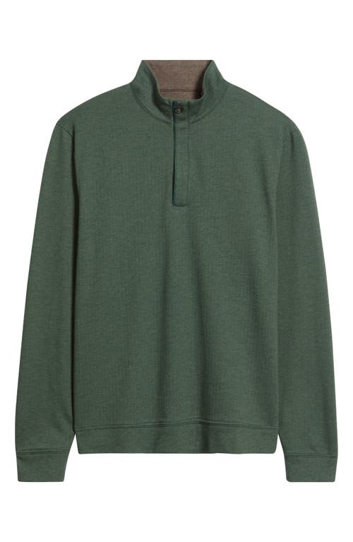Johnnie-o Rubin Herringbone Quarter Zip In Green