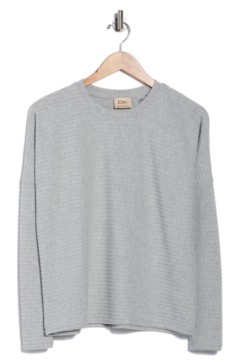 Long Sleeve Drop Shoulder Crewneck Top, Alternate, color, MIST GREY HEATHER