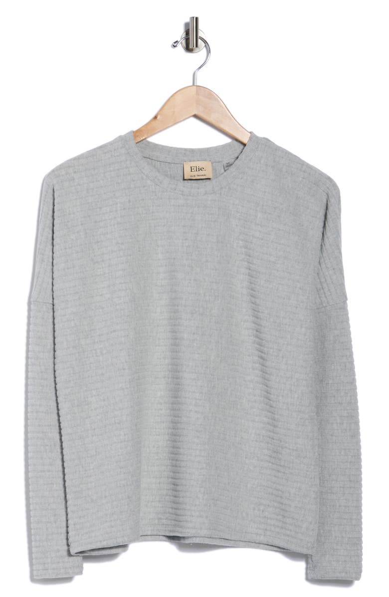 ELIE ELIE TAHARI Long Sleeve Drop Shoulder Crewneck Top, Alternate, color, Mist Grey Heather