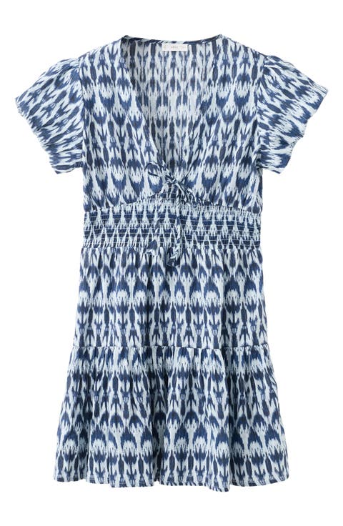 Print Smocked Minidress