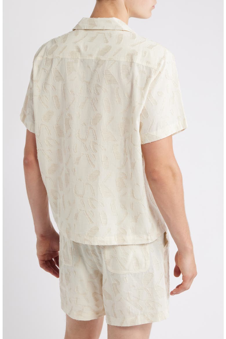Fin Tonal Pattern Camp Shirt, Alternate, color, CREAM