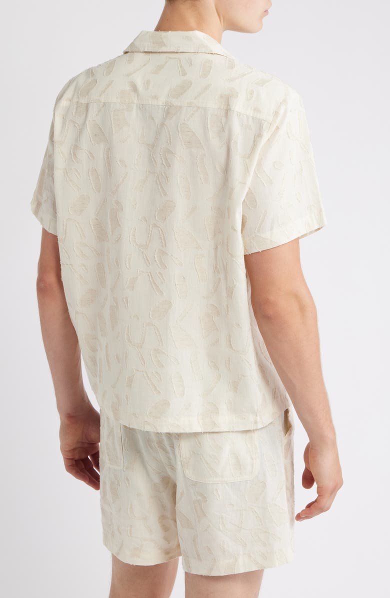 RIZORT Fin Tonal Pattern Camp Shirt, Alternate, color, Cream