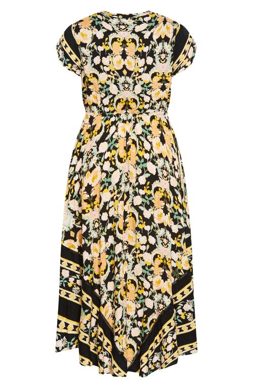 City Chic Zella Print Tie Waist Maxi Dress In Multi