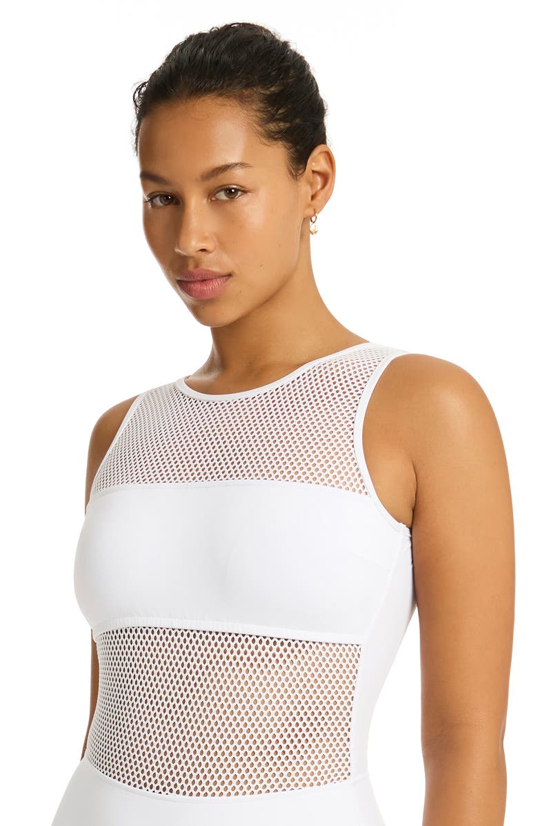 Sea Level Drift Mesh Inset One-Piece Swimsuit, Alternate, color, 