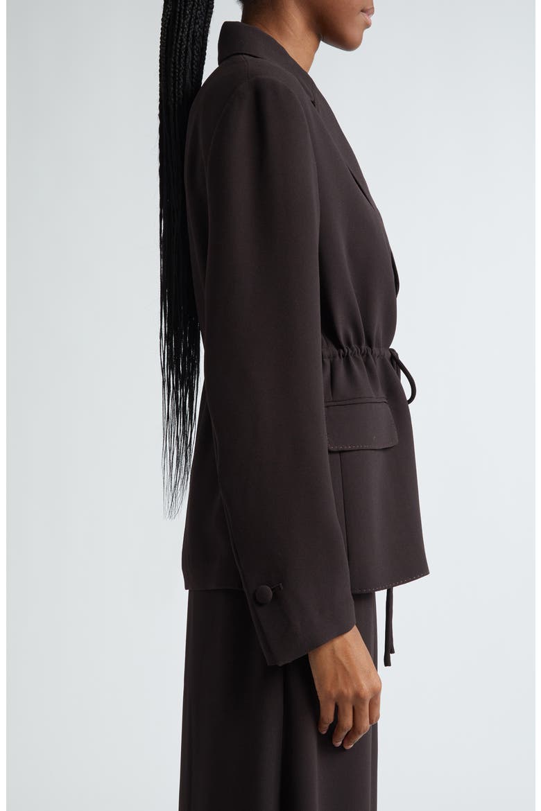 Fluid Satin Back Crepe Drawstring Blazer, Alternate, color, MOCHA