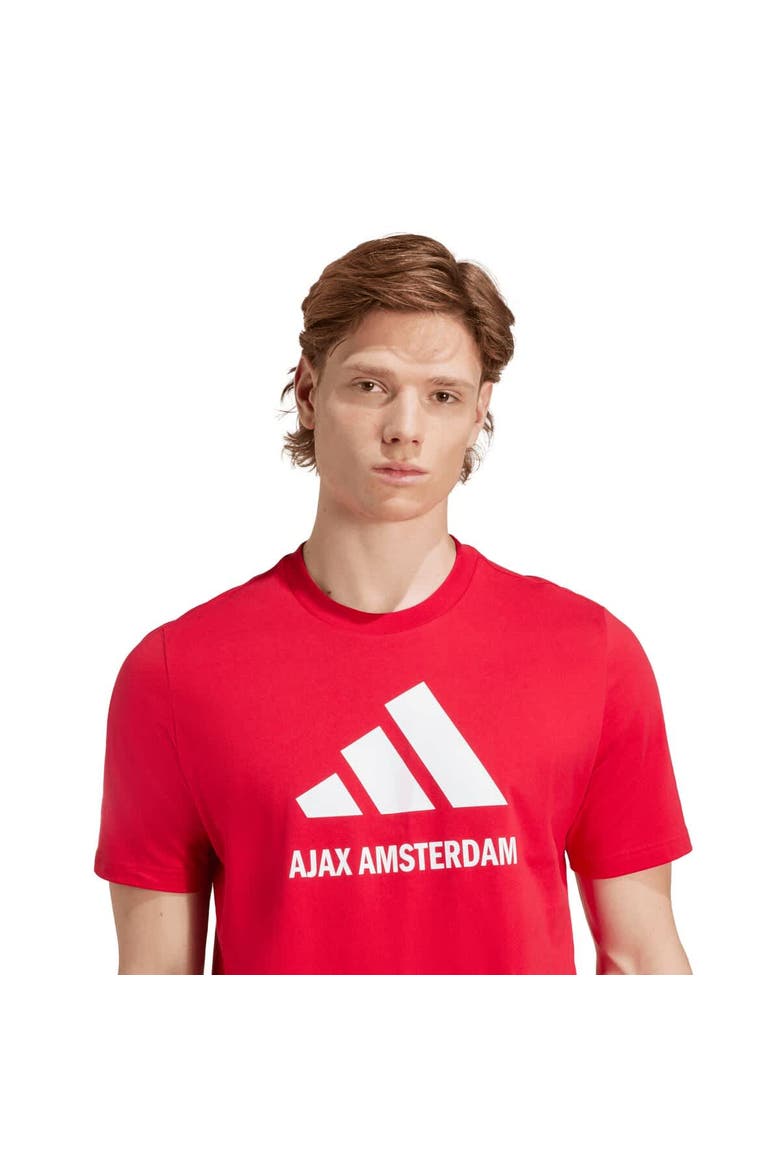 Men's adidas  Red Ajax Three-Stripe Wordmark T-Shirt, Alternate, color, Red