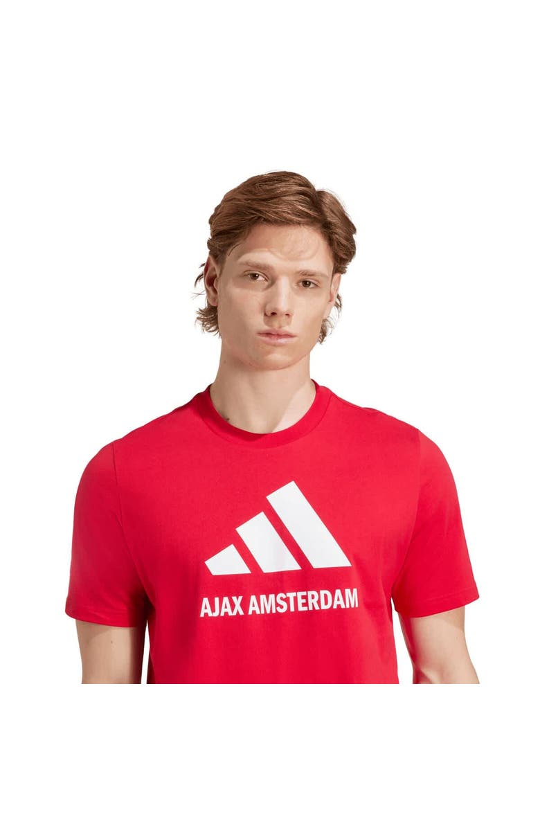 adidas Men's adidas  Red Ajax Three-Stripe Wordmark T-Shirt, Alternate, color, Red