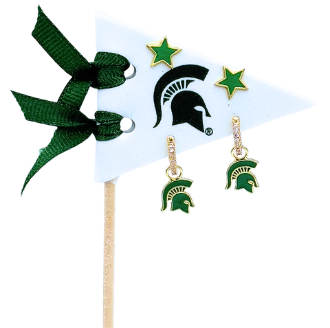 Michigan State University Pennant Pair Earring Set