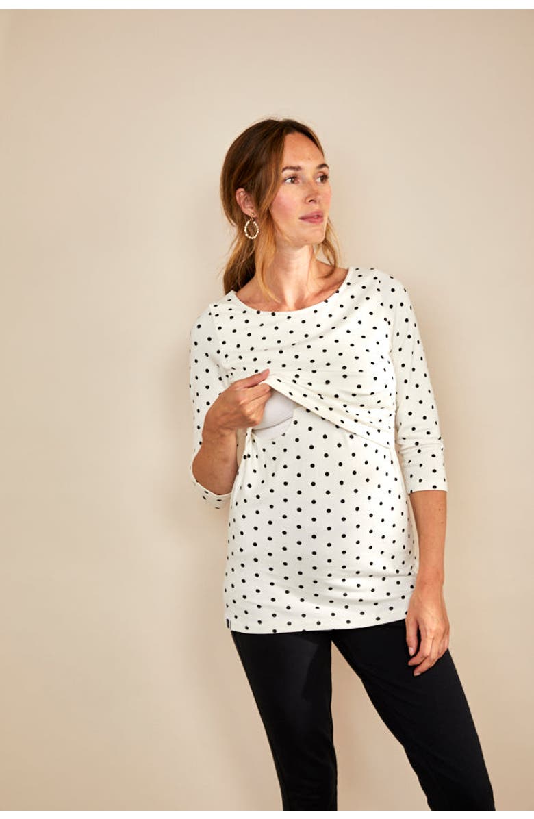 The Bshirt Nursing 3/4 Sleeve Top, Alternate, color, Cream/Black Spots