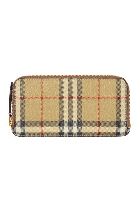 Large Check Zip Card Case