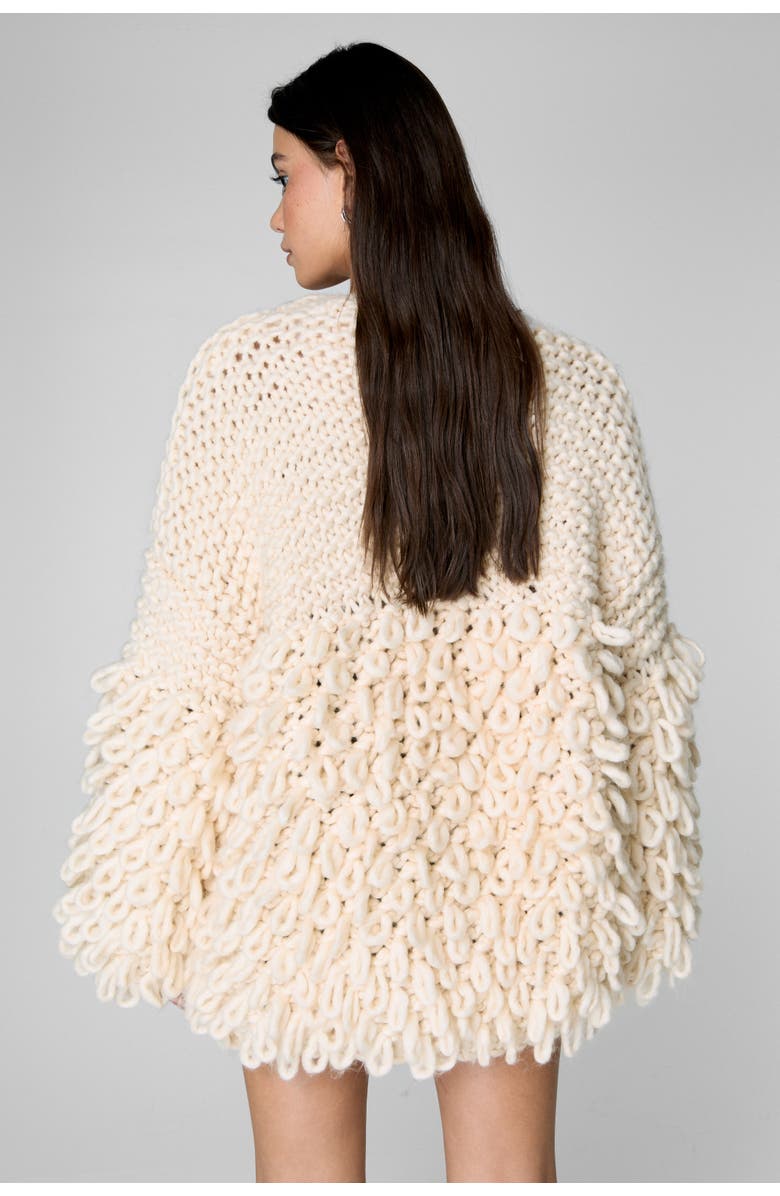 NASTY GAL Extreme Loopy Cardigan, Alternate, color, Cream