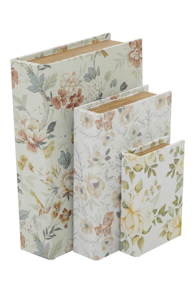 Set of 3 Faux Book Boxes, Alternate, color, WHITE