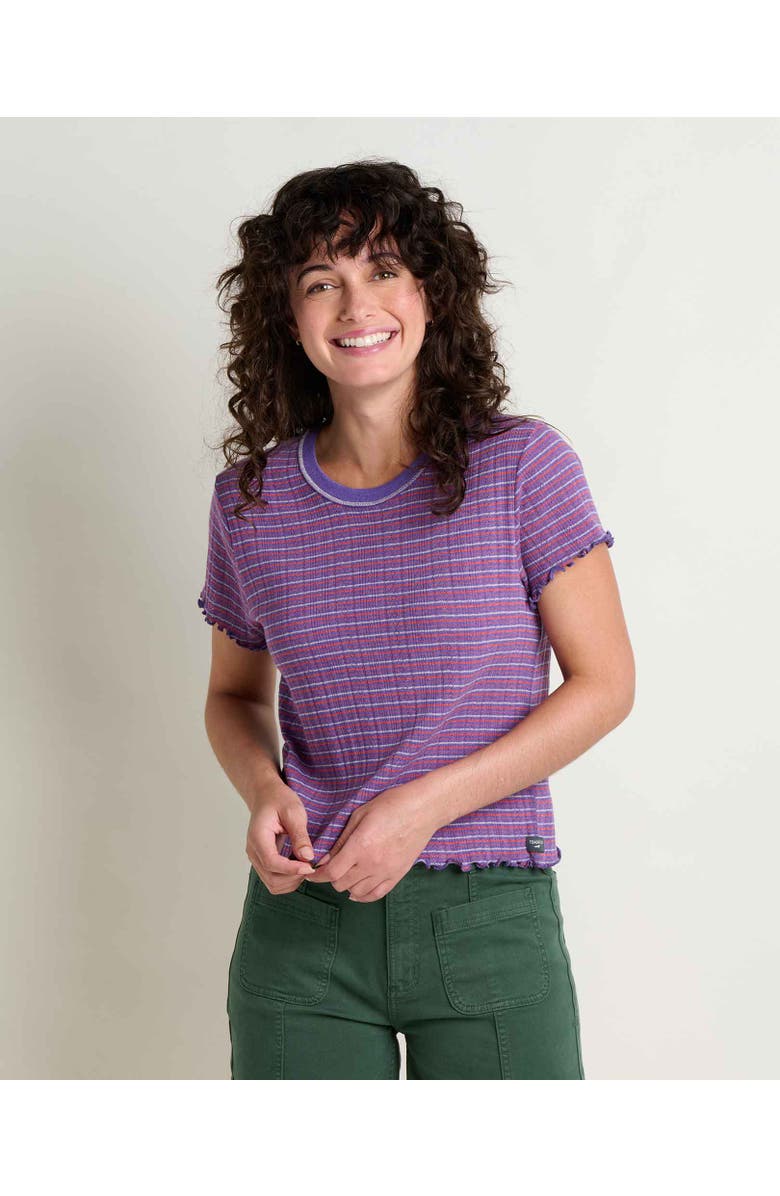 Toad & Co Foothill Pointelle Short Sleeve Baby Tee, Main, color, Plum Pattern